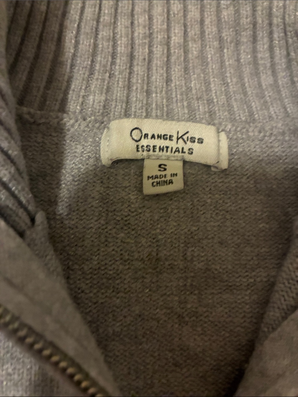 Light Gray Zip-Up Ribbed Mock Neck Sweater Jacket - Picture 2 of 3